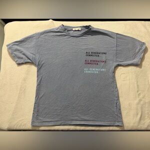 Zara Blue Kids Tee with Multicolor Text